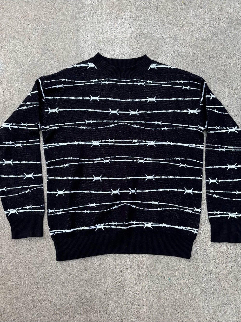 Disturbia Barbed Wire Black Goth Alternative Oversized Sweater Womens Small